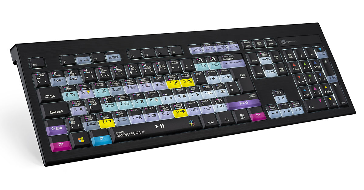Logickeyboard PC ASTRA tipkovnica s pozadinskim osvjetljenjem za DaVinci Resolve 17