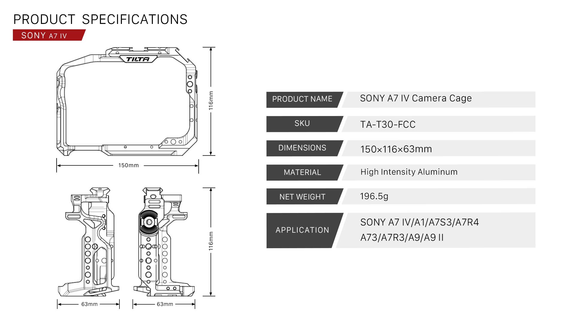 Kavez za kameru za Sony a7 IV Basic Kit - crni Camera Cage for Sony a7 IV Basic Kit - Black