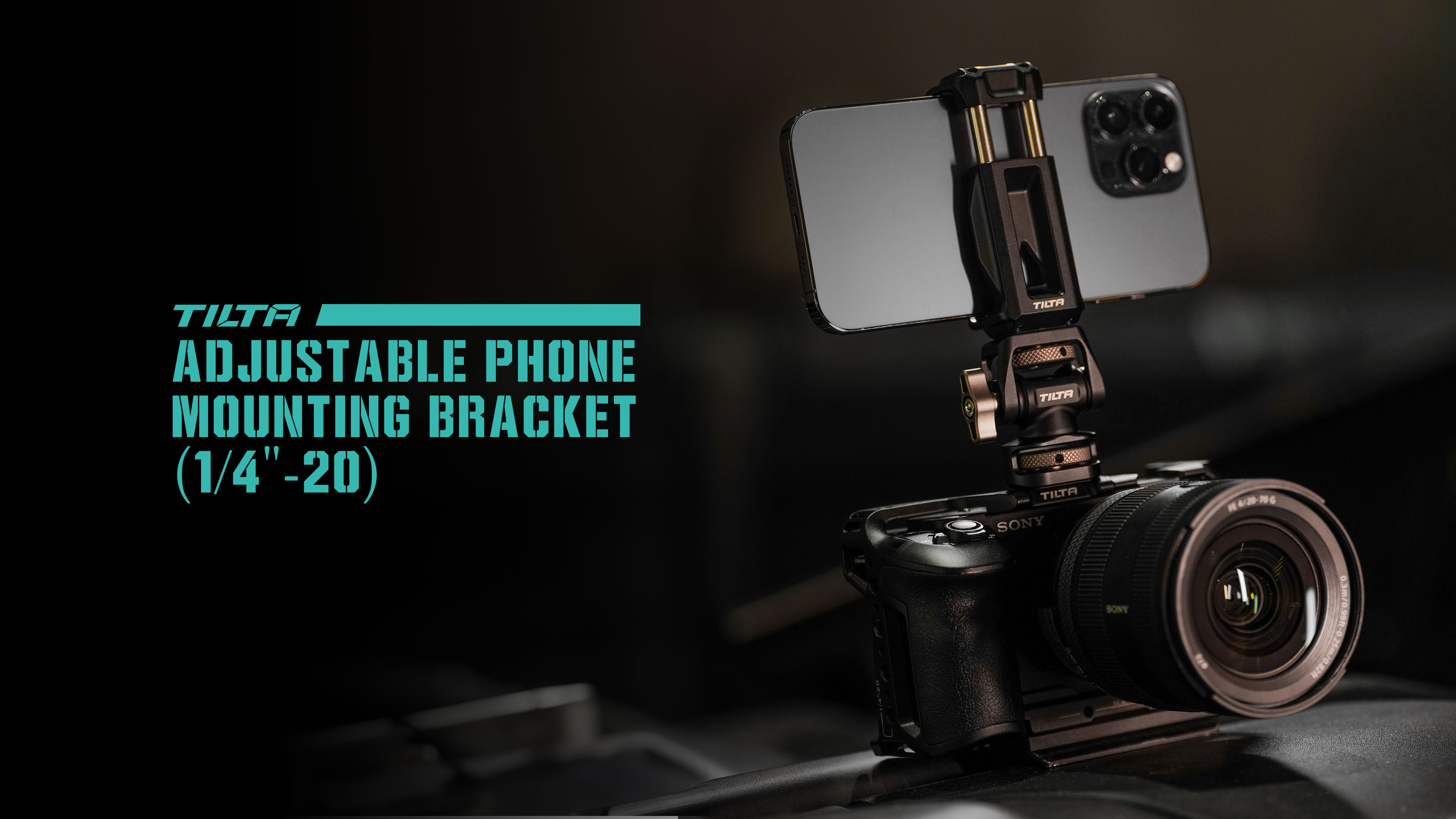 Podesivi nosač za montažu telefona Tilta (1/4"-20) - crni Tilta Adjustable Phone Mounting Bracket (1/4"-20) - Black