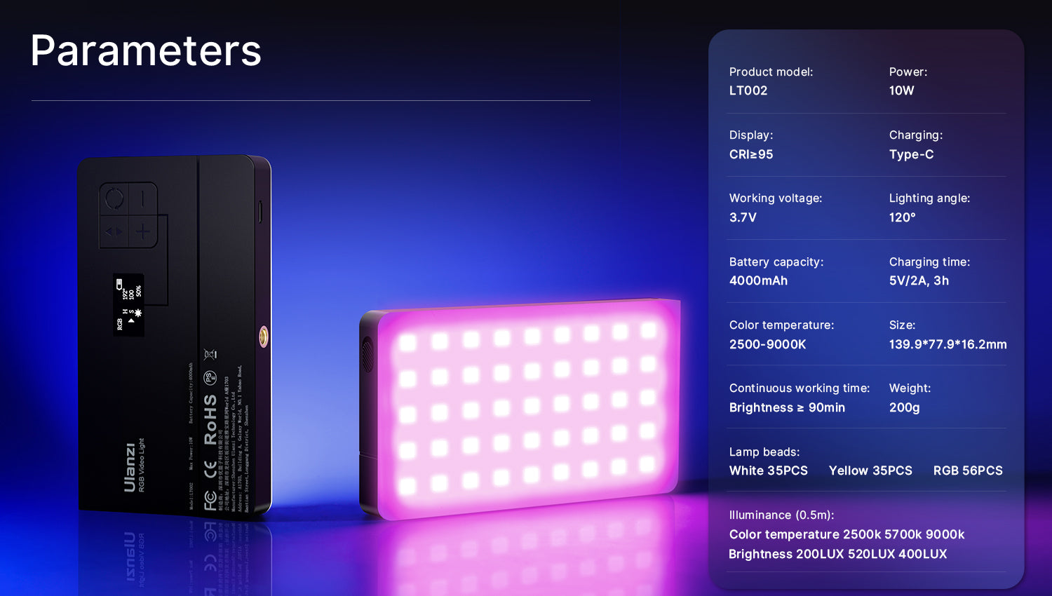 Ulanzi LT002 ​​7" RGB LED video svjetlo B01002