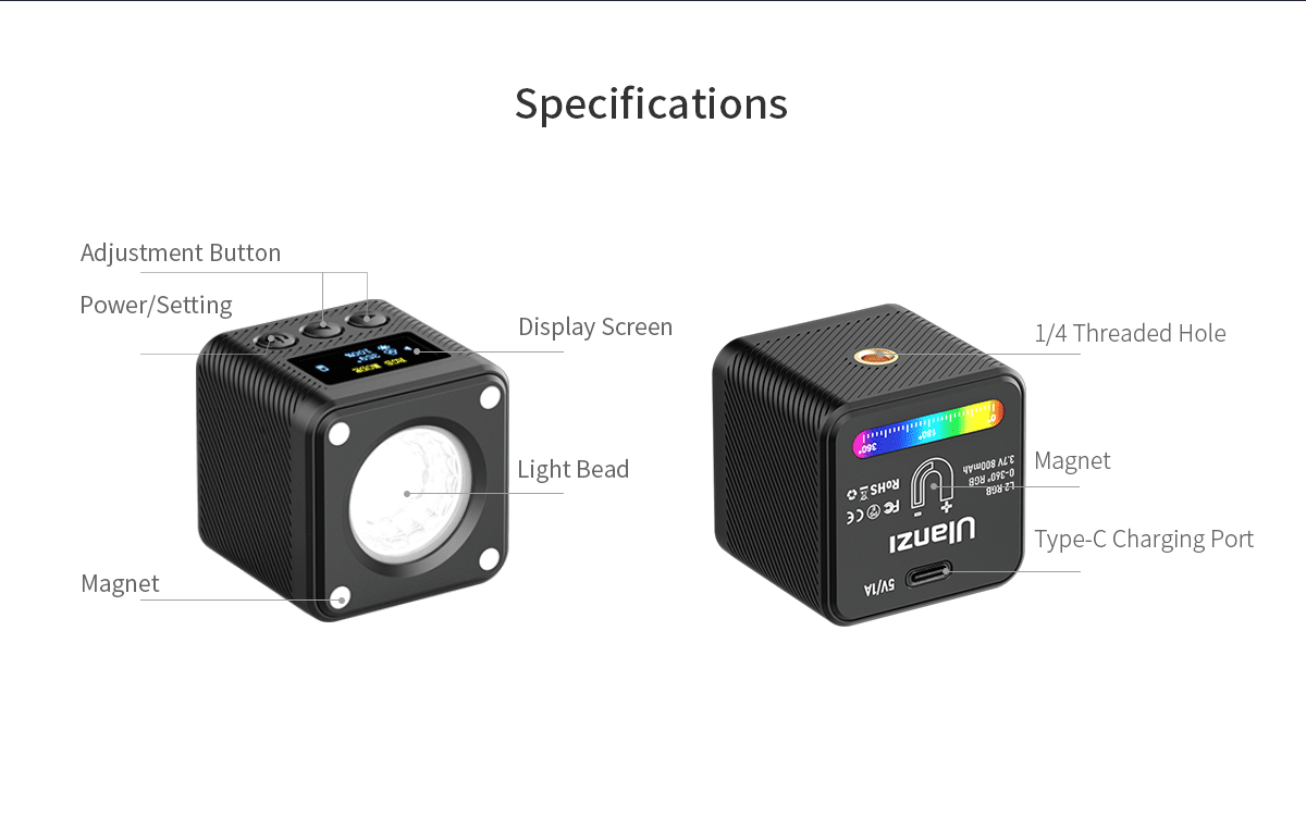Ulanzi L2 RGB COB magnetsko video svjetlo