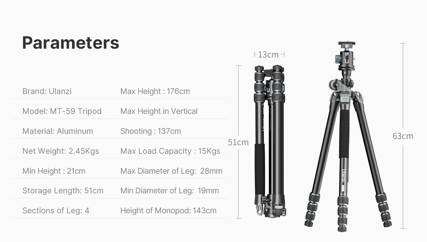 Ulanzi MT-59 vi&scaron;enamjenski monopod za kameru od legure aluminija